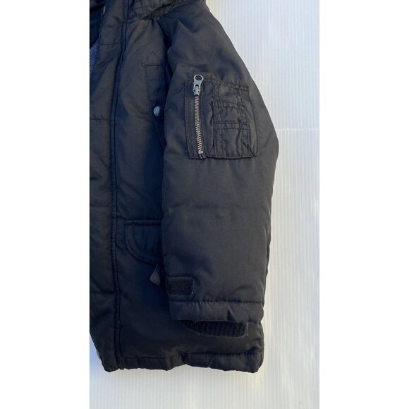 Baby Gap Toddler 2T Black Down Parka Jacket Faux Fur Hood Winter Coat Excellent - Picture 6 of 11